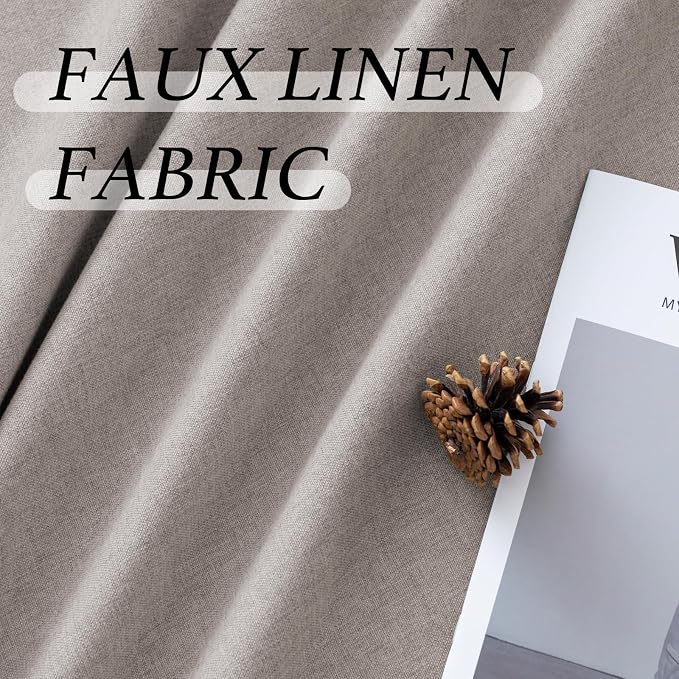 H.VERSAILTEX Grommet Natural Linen Textured Kitchen Curtains 45 inch Length - Image 5
