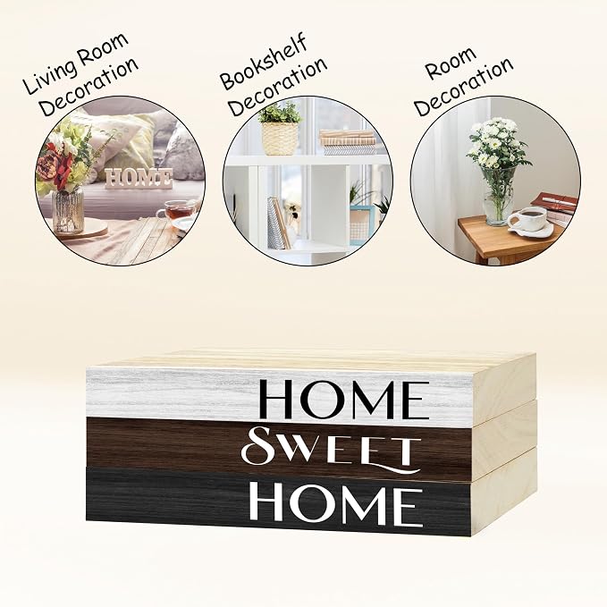 Decorative Books For Home Decor, Wood Book Stack For Table Decor, Home Decor - Image 3