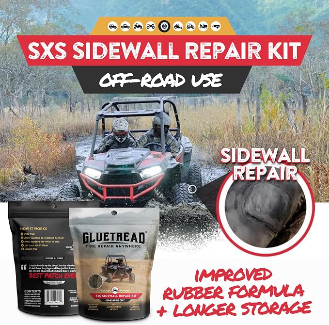 GlueTread SXS Sidewall Tire Repair Kit, Off Road UTV ATV Tire Patch Kit | Mends - Image 2