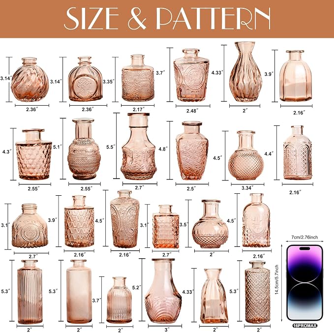 Petal Petite Small Amber Glass Bud Vase Set of 24 - Image 2