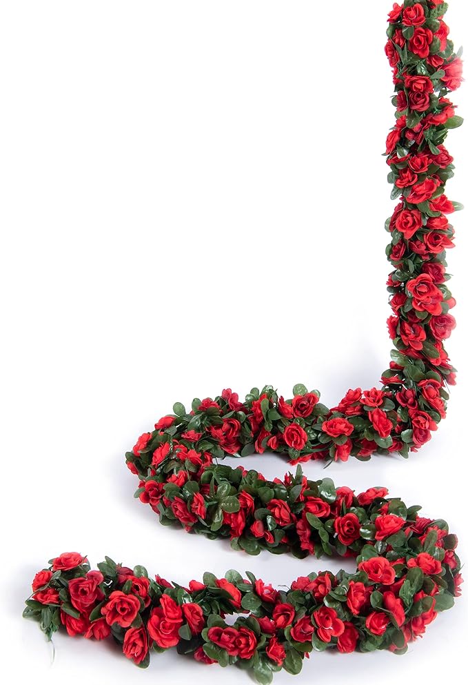 8Pcs x 8.2FT Artificial Flower Garland Floral Rose Vine Decor, Hanging Faux - Image 6