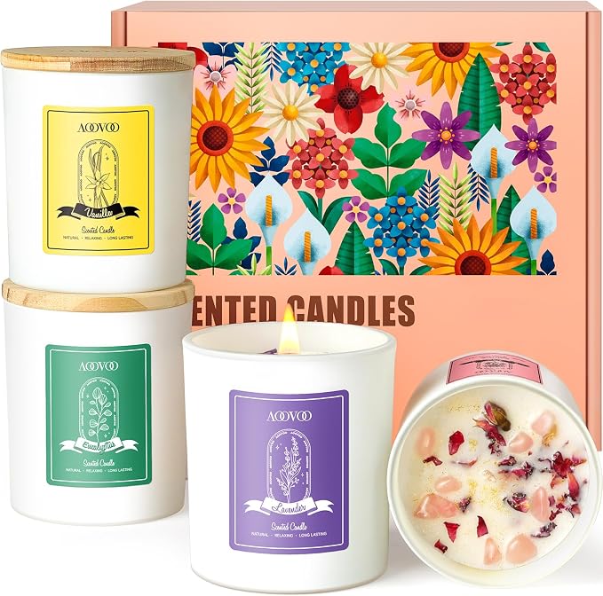 AOOVOO Rose/Vanilla/Eucalyptus/Lavender Scented Candles by AOOVOO