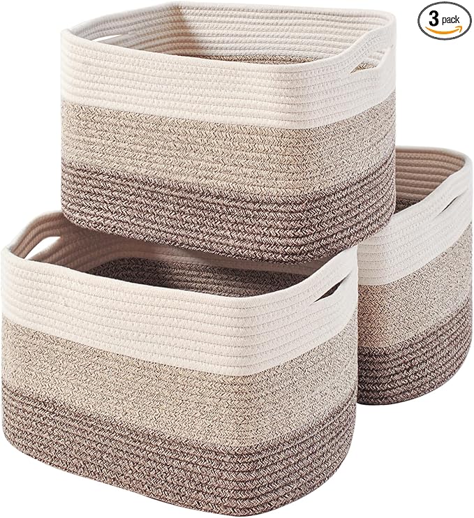 ICERZCZ Storage Baskets for Organizing Shelves, Woven Cotton Rope Bins for Baby by ICERZCZ