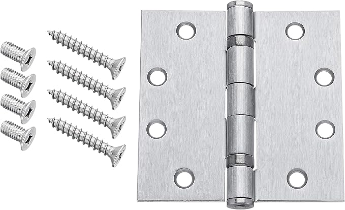 Dynasty 4-1/2" x 4-1/2" Ball Bearing Door Hinge, Brushed Chrome, Quiet Swing - Image 4