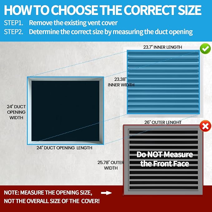 24x24 Modern AC Vent Cover, Decorative Air Vent Register Grille - Image 3
