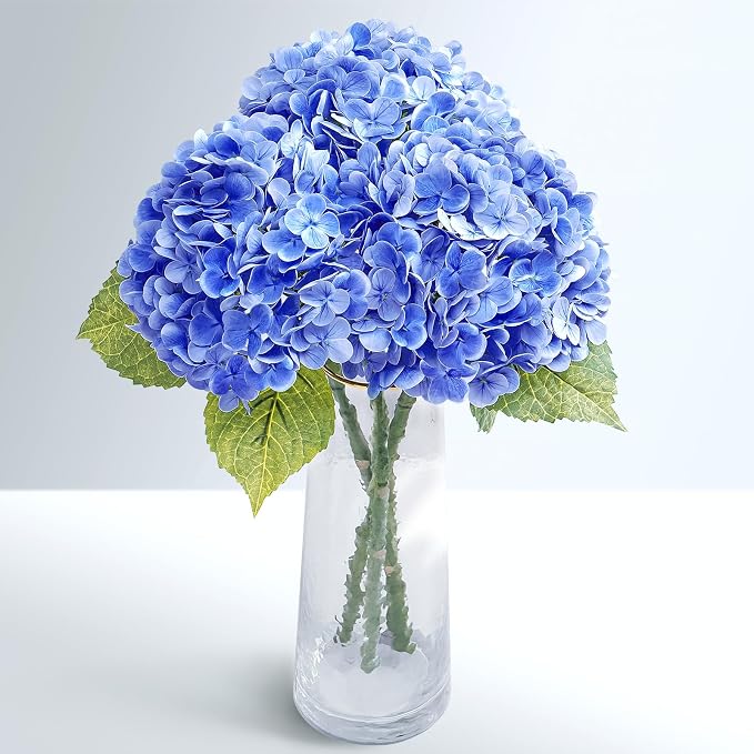 21" Real Touch Dark Blue Hydrangea Artificial Flowers by Waipfaru