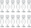 12 Pcs Silver Elegant Metal Crystal Tea Light Candle Holders | by kehail