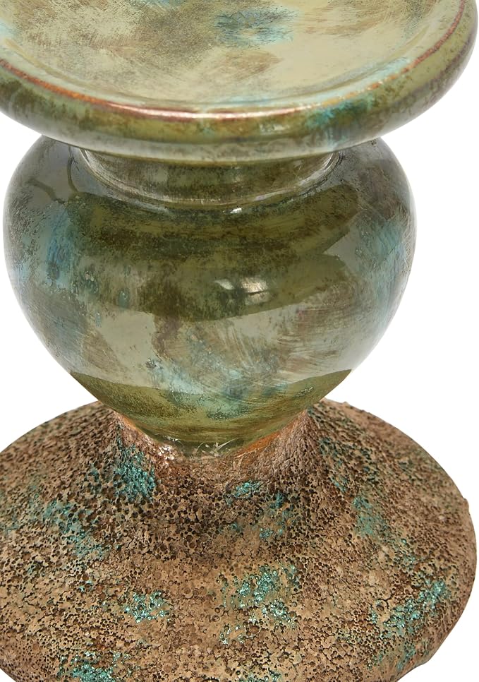 Creative Co-Op 2-Tone Sculptural Terracotta Pillar Candle Holder, Distressed - Image 7