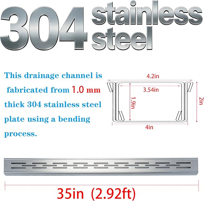 304 Stainless Steel Trench Drain Kit, Narrow Channel Drain - Image 2