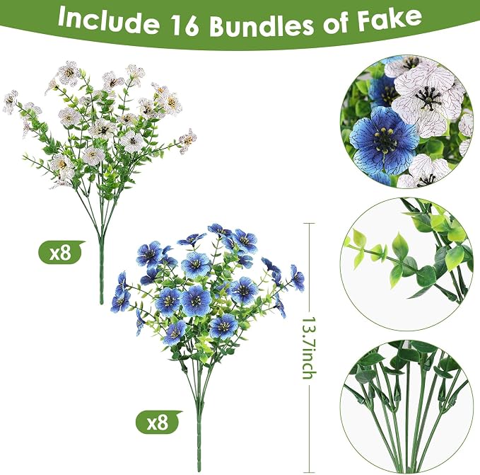 16PCS UV Resistant Artificial Flowers - Image 2