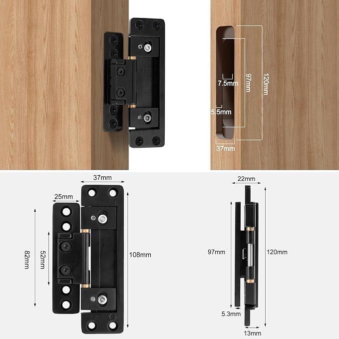 Hidden Door Hinge，Ultra-Thin Hidden Hinges, Adjustable Butt Hinge, Silent Door - Image 6