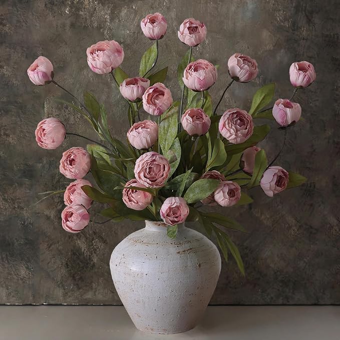 12 Pcs 27" Faux Silk Peony Artificial Flowers Stems by VIERENA