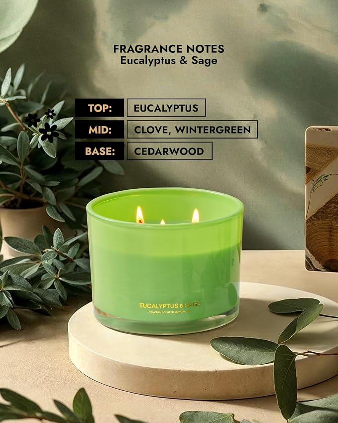 Luxury Eucalyptus & Sage Soy Candle | Large 3 Wick Jar Candle | Up to 50 Hours - Image 4