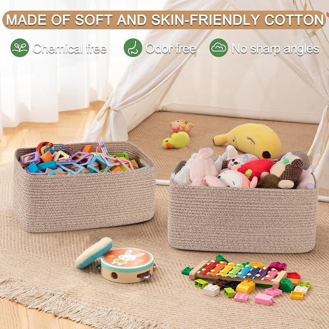 OIASKET Large Storage Basket for Organizing, Woven Rope Basket for Shelves - Image 4