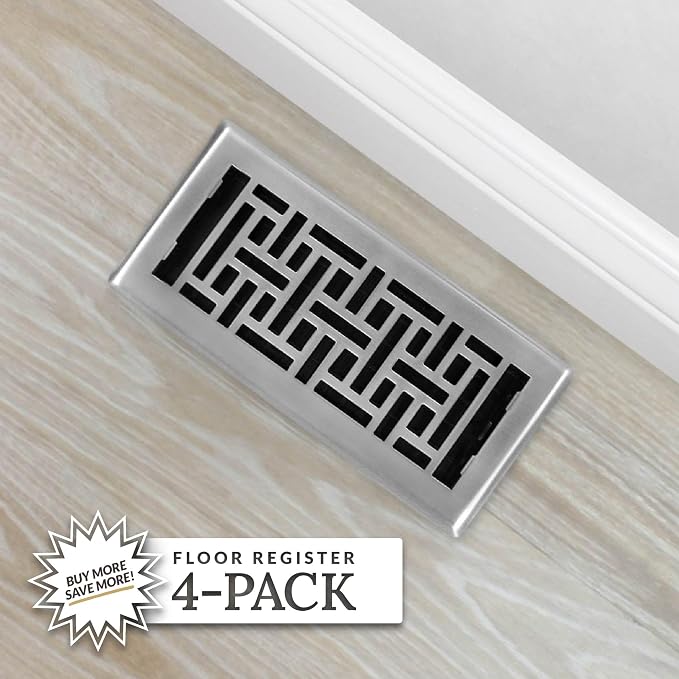 Decor Grates AJH410-NKL Oriental Floor Register, 4x10 Inches, Brushed Nickel - Image 4