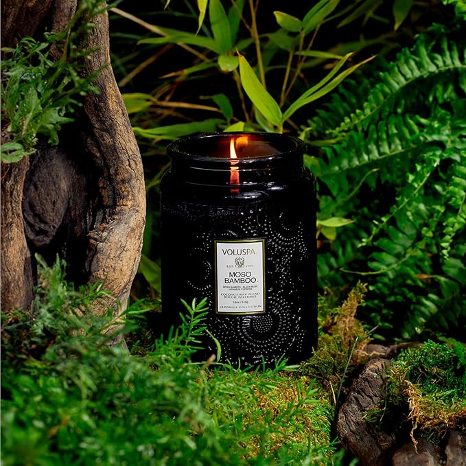 Voluspa Moso Bamboo Large Scented Candle Jar 18 Oz, 100 Hr Burn | Coconut Wax - Image 2