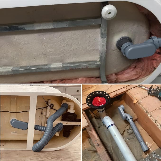 Flexible Freestanding Tub Drain Kit, Low Profile Flat P Trap - Image 7