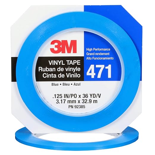 3M Vinyl Tape 471, 1/8 in x 36 yd., 5.2 mil, 1 Roll by 3MIndustrial