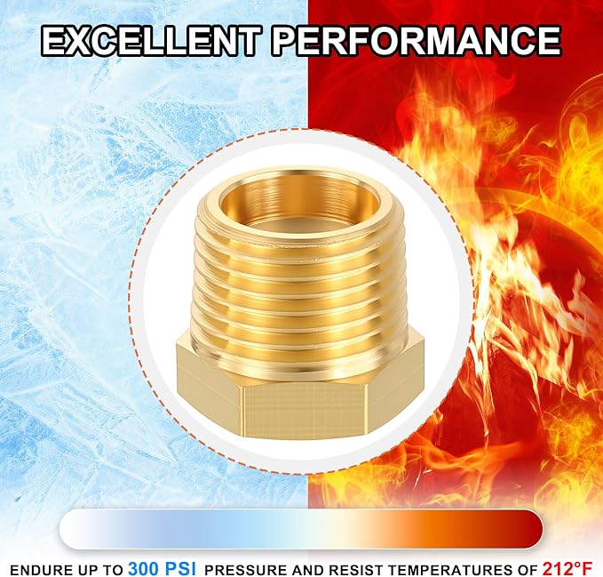 15 Pack Male to FeMale Adapters, 3/8" Male NPT x 1/8" FeMale NPT Brass Hex - Image 7