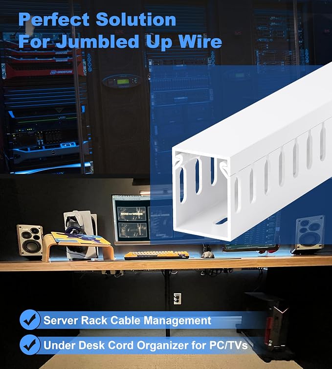 1.6"H x 1.2"W Cable Raceway, 6ft Under Desk Wire Management Channel, 2 Pack - Image 5