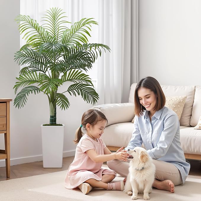 VEVOR Artificial Areca Palm Tree 5 ft, Fake Palm Tropical Plants - Image 8