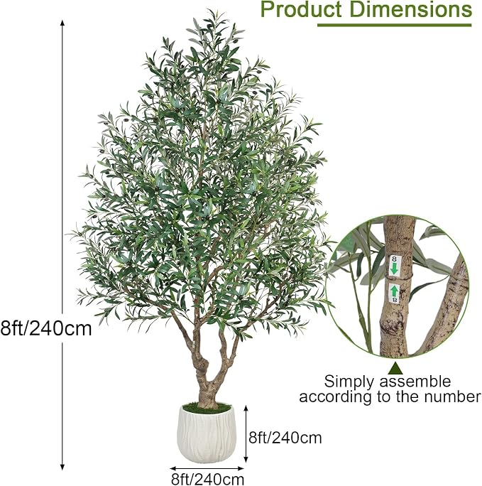 GTIDEA 8ft Artificial Olive Tree, Faux Olive Tree - Image 2