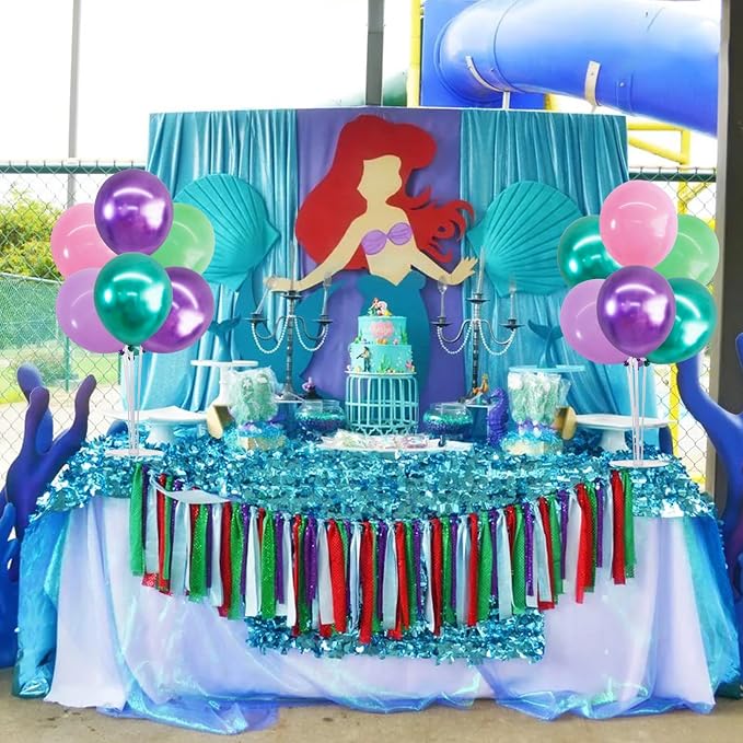 TONIFUL 4 Metallic Purple Pink Green Balloon Stand Centerpiece - Image 4