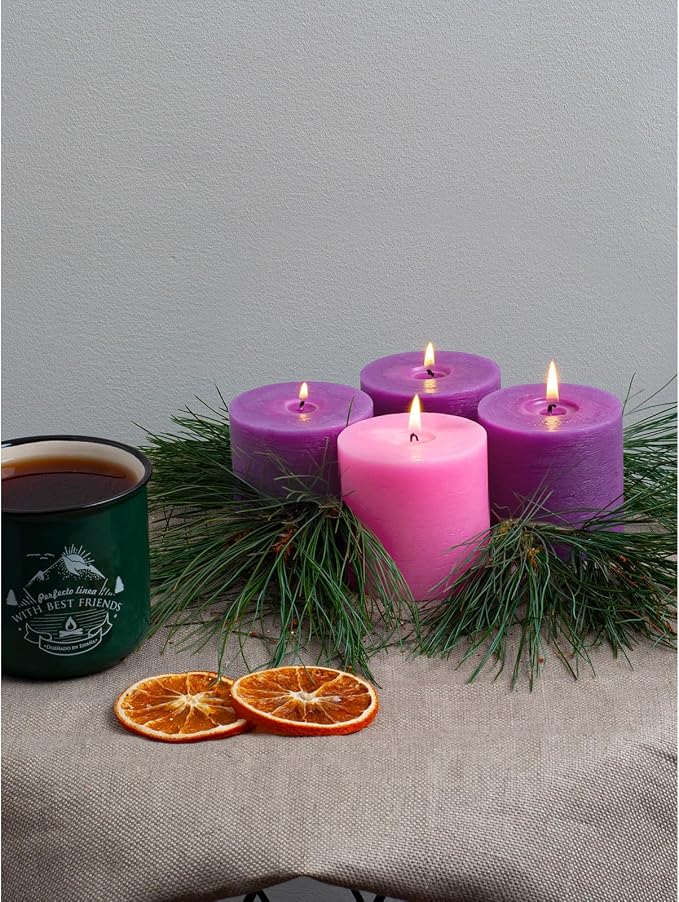 3x3 Inch Advent Pillar Candles Set of 4 - Image 6