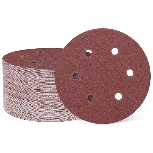 HARFINGTON 100 Pcs 6 Inch Sanding Discs 100 Grit Red Aluminum Oxide 6 Hole | by HARFINGTON