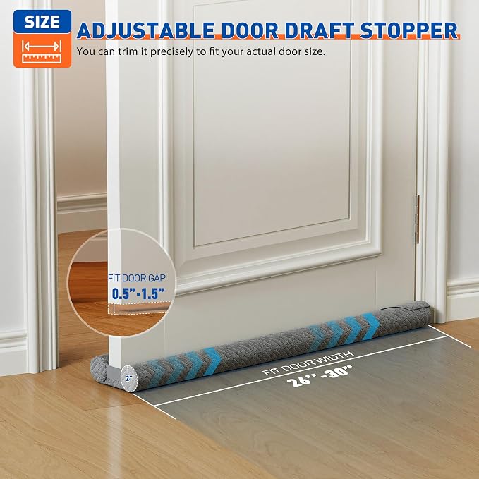 MAGZO Premium Velour Under Door Draft Stopper 30"Adjustable Door Gap Filler | - Image 2