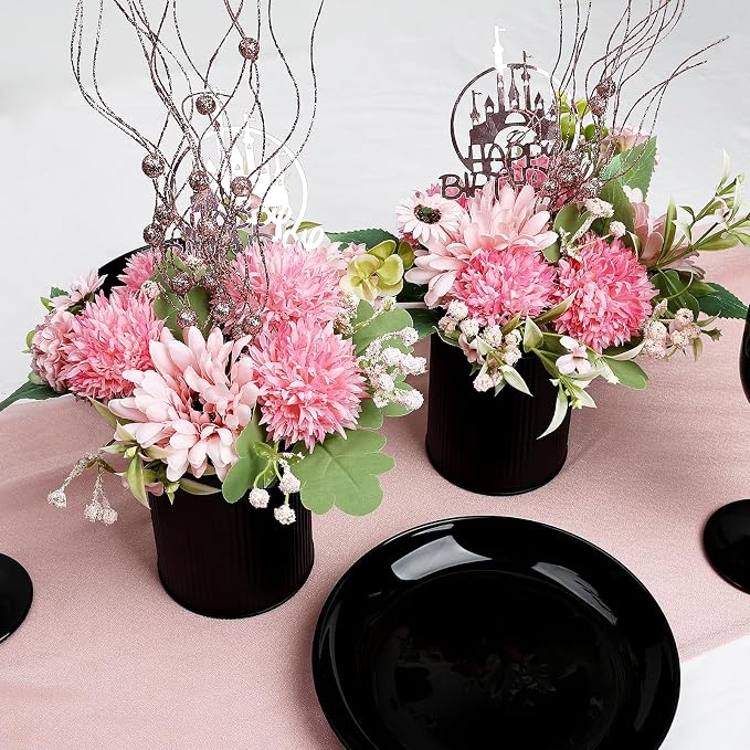 Hot Pink & Rose Gold Artificial Flowers Table Centerpieces | Set of 6 Pre-made - Image 4