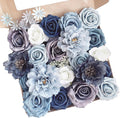 FACINOC Roses Artificial Flowers Dusty Blue Bouquet Fake Flower by FACINOC