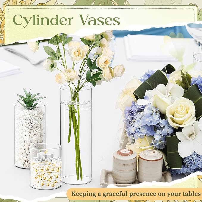 Nuogo 90 Pcs Plastic Cylinder Vases Tall Plastic Flower Vases - Image 4