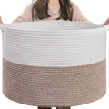 INDRESSME XXXLarge Woven Rope Blanket Basket Living Room Brown, 90L | 21.7" x by INDRESSME