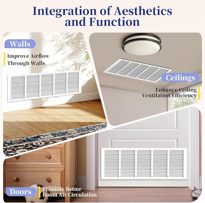 Fancat 30x8 Steel Return Air Grille, HVAC Vent Cover, 0.7cm Overall Depth - Image 7
