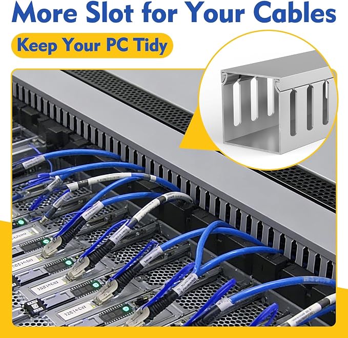 Open Slot Wiring Raceway Cable Duct, Cable Management Cord Track | 123" open - Image 7