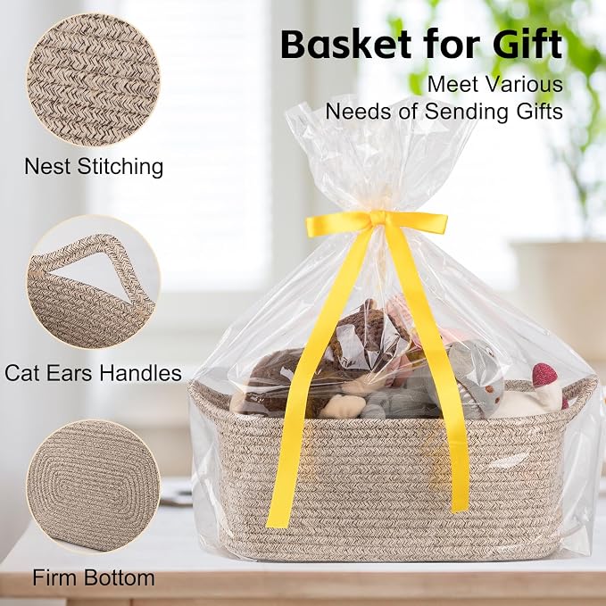 OIAHOMY Woven Basket, Gift Basket Empty - Image 3