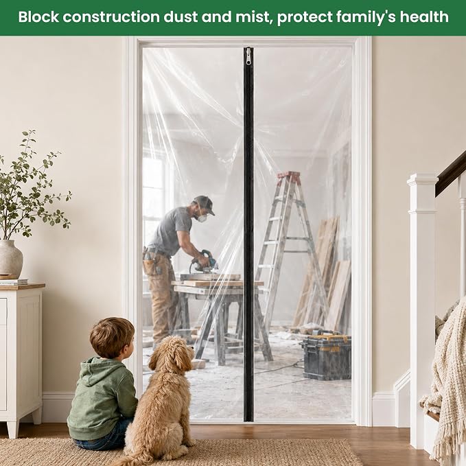 Dust Barrier Plastic Zipper Door, Temporary Cover Remodeling 4.7x7.2ft - Image 5