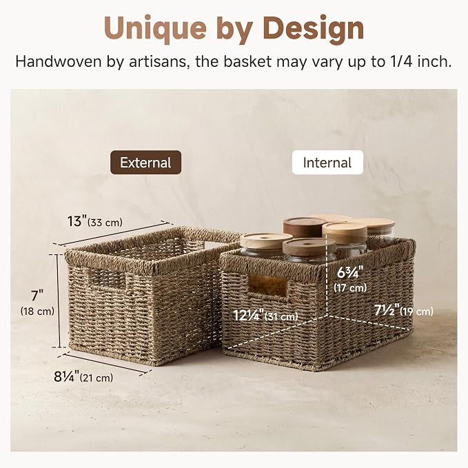 StorageWorks Wicker Baskets for Storage, Seagrass Storage Baskets, Wicker - Image 3