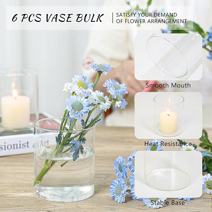 SUPMIND Glass Cylinder Vases 6Pcs - Image 3