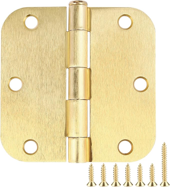 Door Hinges Satin Brass 3.5 Inch x 3.5" Interior Gold Door Hinges by JIWDOORHINGESFORHOME