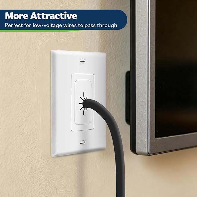 TOPGREENER 1-Gang Flexible Rubber Cable Pass-Through Wall Plate, home theaters. - Image 4