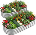 Land Guard 2 Pack 4×2×1ft Galvanized Raised Garden Bed Outdoor, Heavy Duty by LandGuard