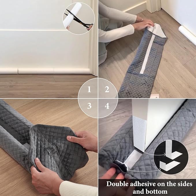 Ciieyuo Premium Velvet Under Door Draft Stopper, Adjustable 30-36 Inches | Door - Image 7