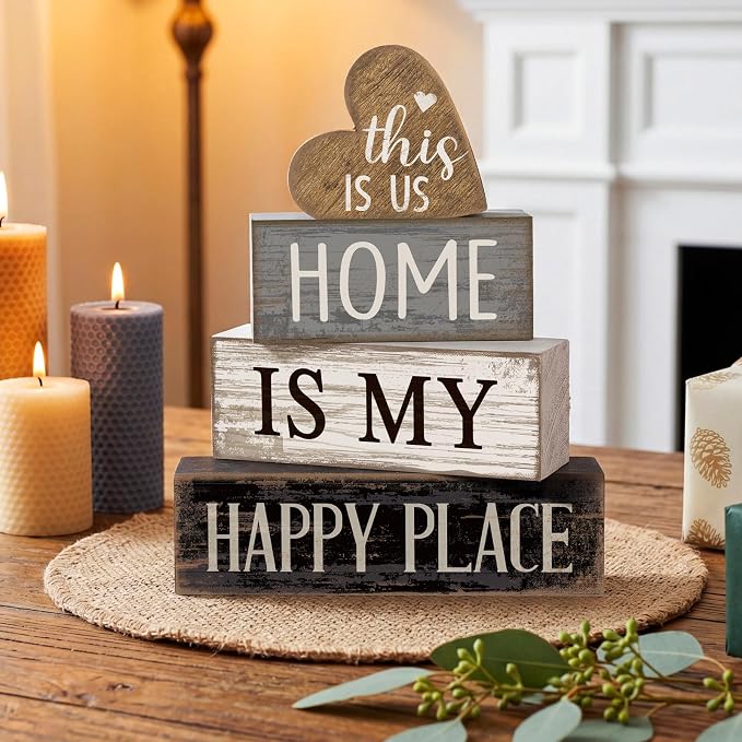 Conelist 4 Pcs Farmhouse Table Decoration Home Sweet Decor, Vivid Heart | This - Image 2