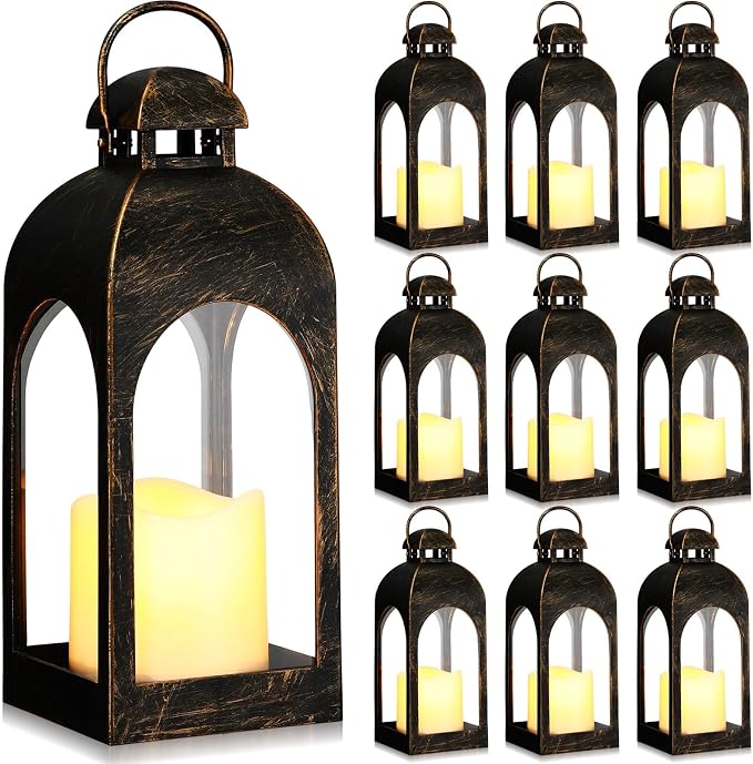 Tujoe 10 Pcs 10 Inch Decorative Candle Lantern Bulk by Tujoe