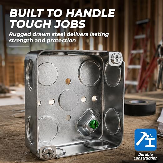 4-Pack 4" Drawn Square Electrical Box - Image 3
