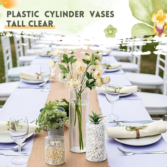 Nuogo 12 Pcs Plastic Cylinder Vases Tall Plastic Flower Vases - Image 4