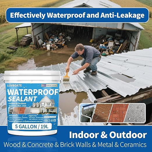 Liquid Waterproof Sealant 5 Gallon Clear, Transparent Waterproof Coating | - Image 2
