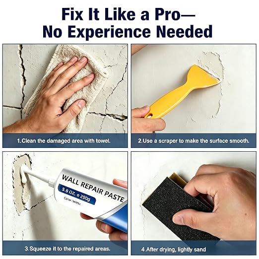 Drywall Repair Kit with Scraper, 2026 Upgrade Wall Repair Paste Tube - Image 6